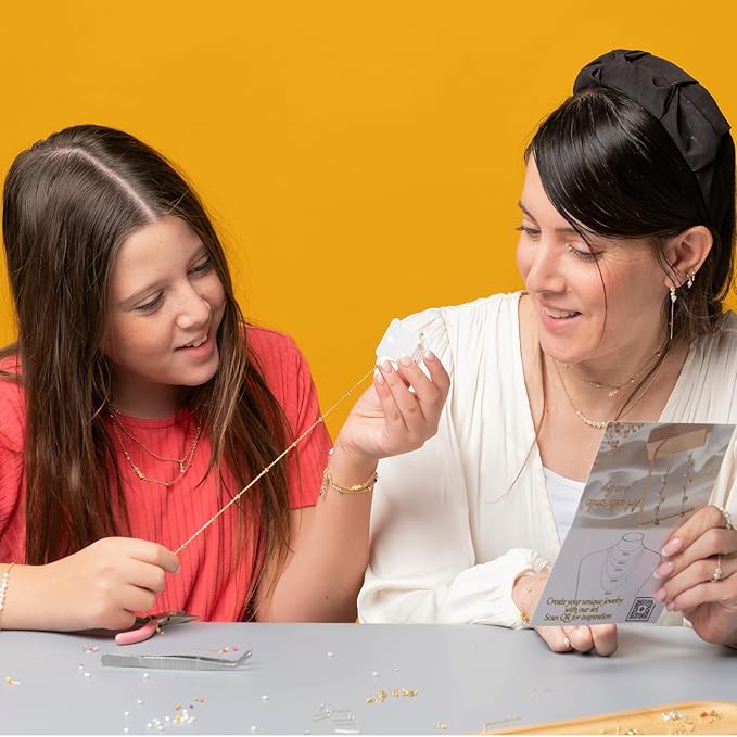 Jewelry Making Kit for Adults & Teens - Girls' DIY Bracelet Making Kit, Friendship Bracelet Kit w/Beads, Chains, Tools with 14K Gold & Silver-Plated Accessories for Necklaces & Earrings (Gold)