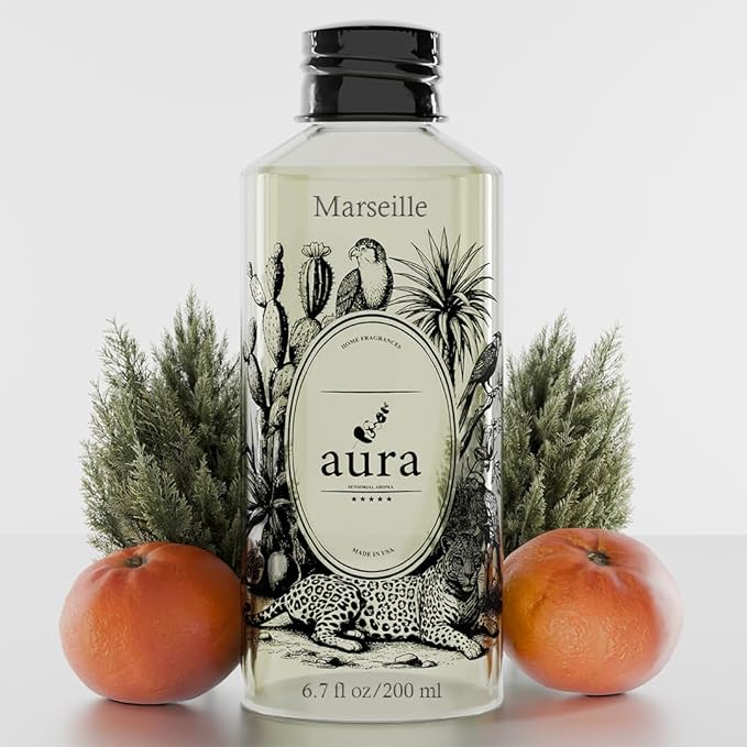 A U R A - Marseille Fragrance Oil for Waterless Scent Diffuser - Inspired by Loevve-Solo | (6.7 fl oz, 200 ml) Pure Essential Oil Blends for Aromatherapy Diffuser & Hotel Collection Oil Diffuser