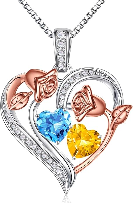 Iefil Christmas Gifts for Women Wife - 925 Sterling Silver Rose Heart Necklace, Stocking Stuffers for Women, Anniversary Birthday Gifts for Wife Girlfriend Mom