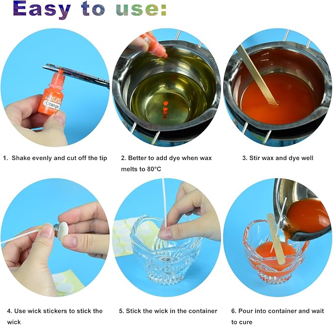 Candle Dye - 32 Colors Candle Wax Dyes, Highly Concentrated Candle Color Dye, Oil-Based Liquid Candle Dye for Soy Wax, Candle Making - 5ml Each