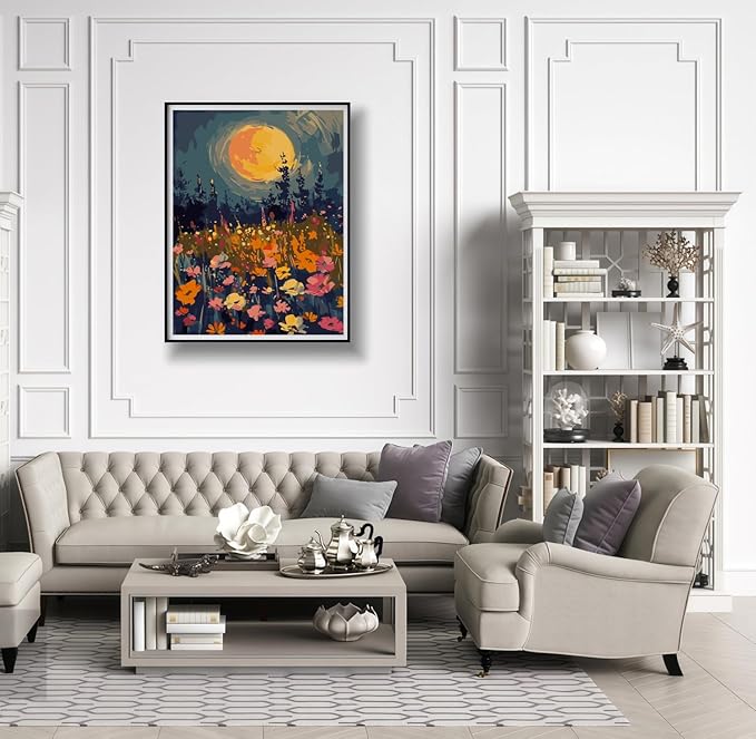 CSZPPQAF Flowers Paint by Numbers for Adults Beginner, Wildflowers Paint by Number Kits on Canvas, DIY Acrylic Oil Painting by Numbers for Home Wall Decor 12X16inch
