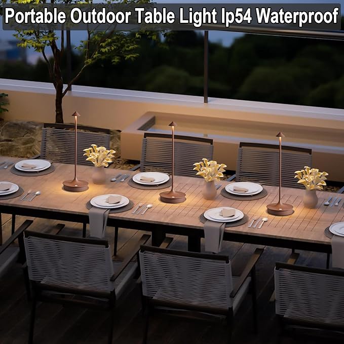 Cordless Table Lamp Rechargeable LED Table Lamps Battery Operated 4000mAh Touch Dimmable Wireless Lamp Waterproof Portable Outdoor Table Light for Restaurants and Dining Home Indoor/Outdoor Use