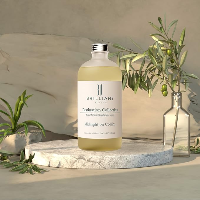 Brilliant Scents Midnight on Collins Fragrance Oil 120ml - Premium Diffuser Oil for Home, Office, Hotels - Long Lasting, Plant-Based, Meets IFRA Standards, USA-Made - Clean Floral Scent