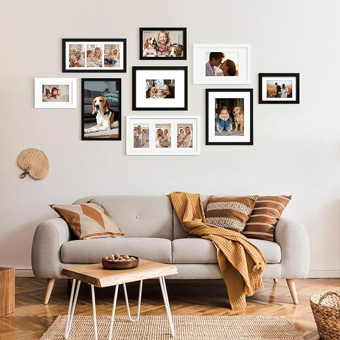 KINLINK 8.5x14 Picture Frame White, Solid Wood Frames with Acrylic Plexiglass, Tabletop and Wall Display Photo Frame, Set of 4