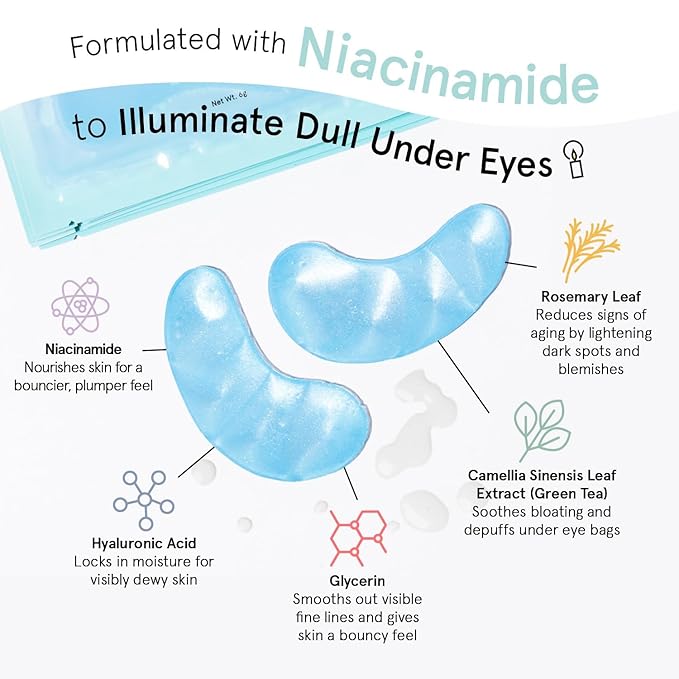 grace & stella Award Winning Under Eye Mask Reduce Dark Circles, Puffy Eyes, Undereye Bags, Wrinkles, Gel Under Eye Patches, Christmas Gifts Under 10 Dollars, Nurse Gifts, Vegan (6 Pairs, Blue)