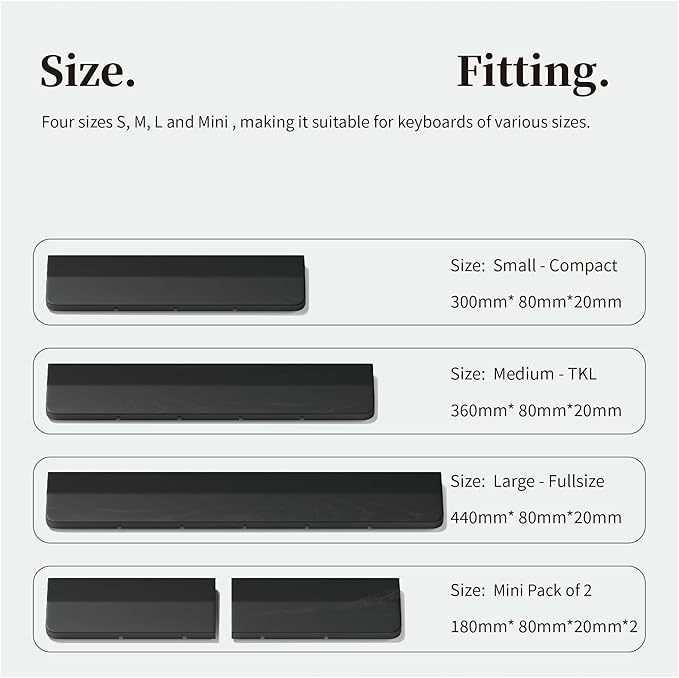 Faluber Wooden Wrist Rest Black Lacquered, 17.3-inch Length and 20mm Thickness for Fullsize Keyboard, Ergonomic Palm Rest for Mechanical Keyboard, Stain Resistant (Fullsize-440mm, Black Lacquered)