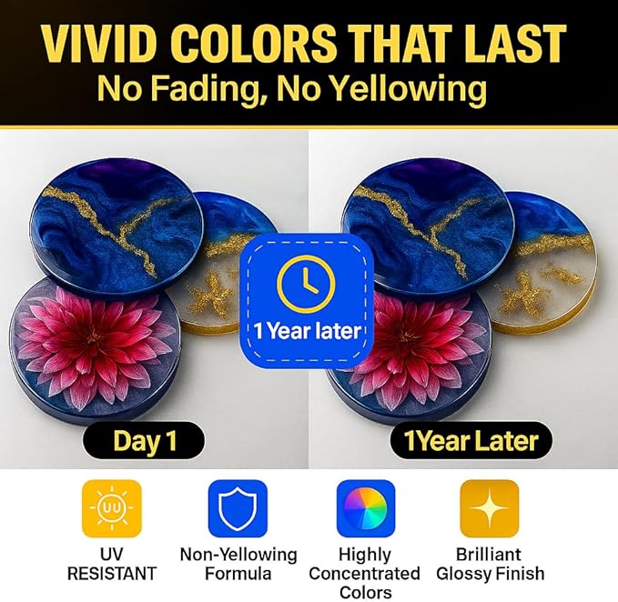 24 Colors Epoxy Resin Pigment Paste Set – High Concentration Creamy Opaque Epoxy Dye & Coloring Paste Kit for Resin Art, Jewelry Making, Tumblers, River Tables, Coasters – Mica Powder Alternative