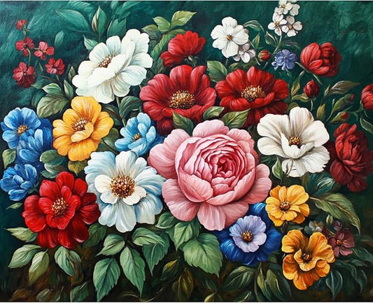 Banket Paint by Numbers Kit for Adults Beginner Flowers DIY Painting Kits for Adults Floral Easy Adult Paint by Number Kits on Canvas Color by Numbers for Gifts Home Wall Decor 16x20 Inch
