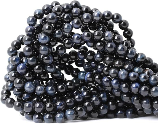 60PCS 6mm Natural Blue Tiger Eye Gemstone Round Loose Beads for Jewelry Making DIY Findings 1 Strand 15"