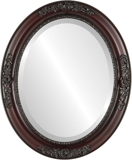 OVALCREST Oval Beveled Wall Mirror for Home Decor - Versailles Style - Rosewood - 20x24 Outside Dimensions
