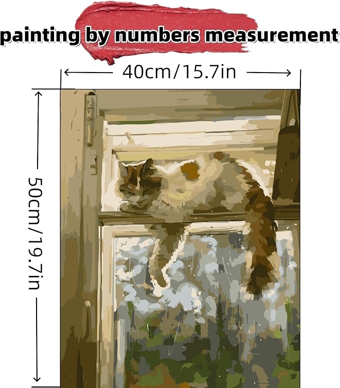Paint by Numbers Kit for Adults Beginner,Sleeping Cat Easy Paint by Number Kits Canvas Without Framed,Lazy Cat DIY Acrylic Oil Painting Adults Paint by Numbers Kits for Home Wall Decor 16x20 Inch