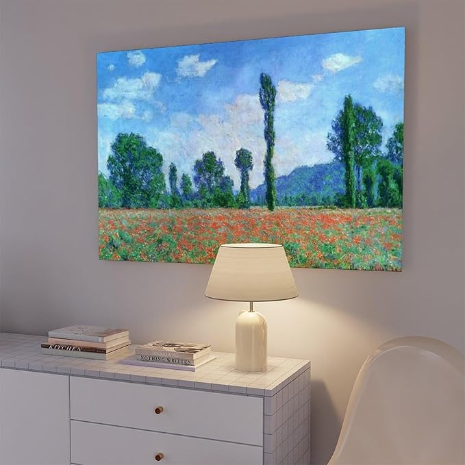 CFIOZYOS 40+ Monet Famous Print Posters Poppy Field in Giverny by Claude Monet Impressionism Canvas Poster Bedroom Decor Print Sports Landscape Office Room Decor Gift Frame 24×36inch(60×90cm)