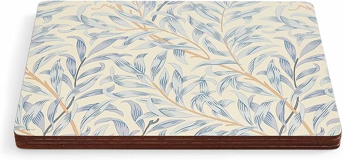 Pimpernel Morris & Co Willow Bough Blue Placemats, Set of 4 - Soft Blue Botanical Mats with Cork Backing for Dining Table Decor & Modern Tableware Accent for Everyday Meals at Home & Restaurants Use