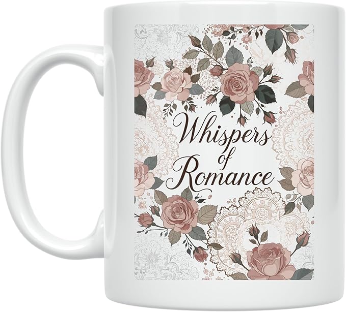 Whispers of Romance - Feminine Aesthetic - 11 oz White Ceramic Coffee Mug - Vintage Charm