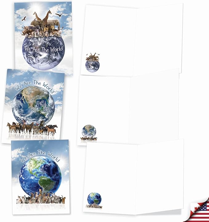 The Best Card Company - 10 Blank Animal Cards Boxed (4 x 5.12 Inch) - Assorted Pets, Zoo, Wildlife Cards - Uno Mundo AM6840OCB-B1x10