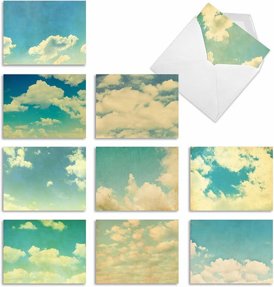 The Best Card Company - Box of 10 All Occasion Cards Blank (4 x 5.12 Inch) - Scenic Landscape Cards Assorted - Cloud 9 M2036