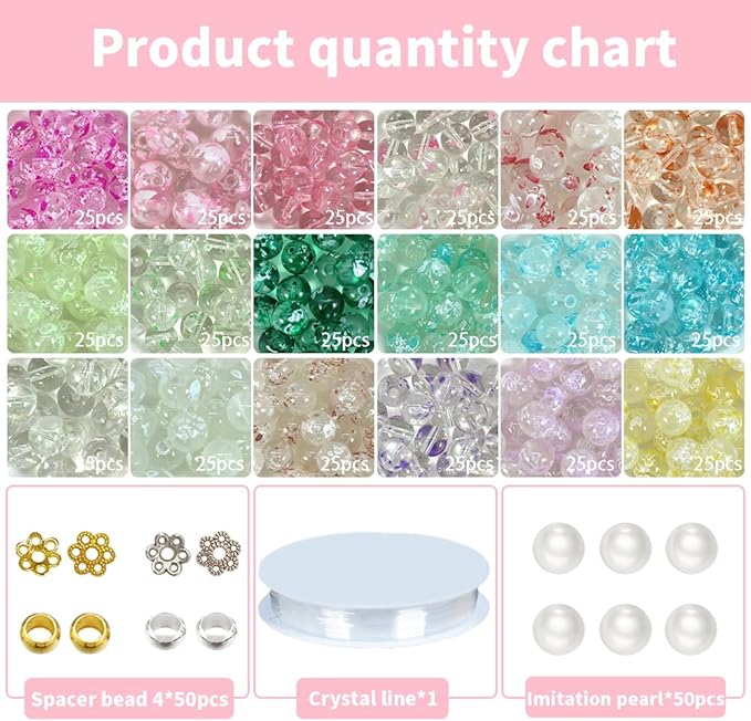 Pamir Tong 10mm Colored Glass Beads for Jewelry Making-700pcs Round Smooth Beads Spacer Bracelet Loose Beads Accessories for Making Earring, Necklaces, DIY Crafts & Gifts #366