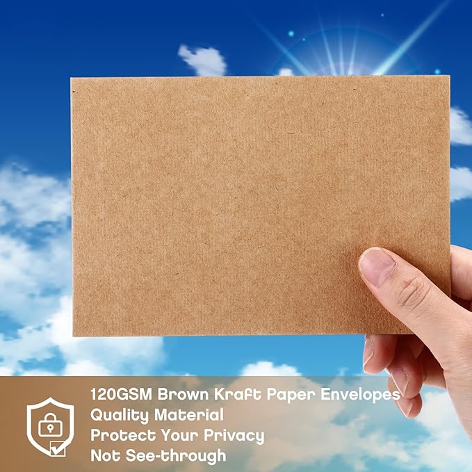 Fainne 1200 Pack Brown Envelopes Bulk, Kraft Envelopes for Invitation, 120 GSM Gift Card for Office, Gift, Party, Baby Shower, Wedding (A4,4.25 x 6.25")