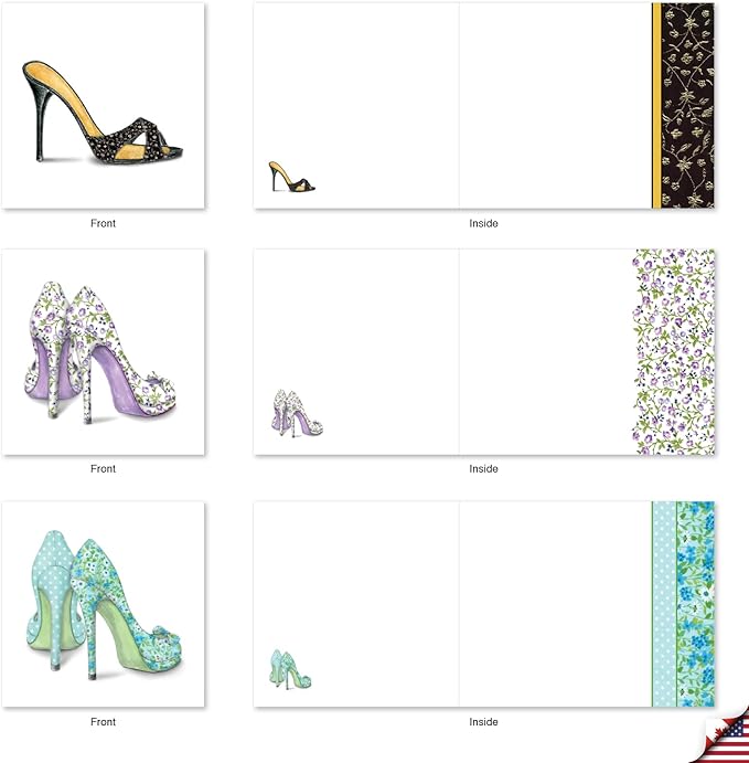 The Best Card Company - 10 Blank Note Cards for Women (4 x 5.12 Inch) - Assorted Fashion Greeting Cards for All Occasions - Gotta Lotta Sole MQ5042OCB-B1x10
