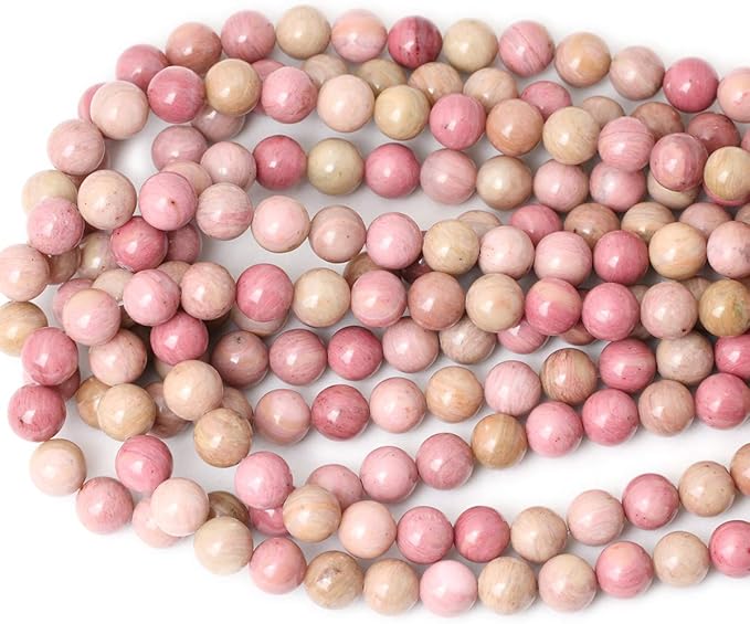 35PCS 10mm Natural Rhodochrosite Gemstone Smooth Round Loose Beads for Jewelry Making DIY Findings 1 Strand 15"