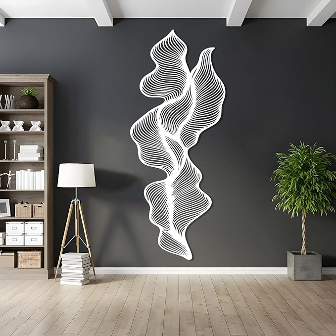 Abstract Line Metal Wall Art, Modern Luxury Line Metal Wall Decor, Irregular Geometric Wall Decor, Abstract Minimalist Line Wall Art, Contemporary Wall Hanging for Living Room (Silver, 53"x22"/135x56cm)