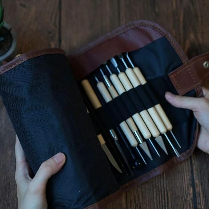 Clay Sculpting Tools,Air Dry,Pottery Tools,44 Pcs Double Sided Polymer Clay Tools Kit,Ceramics, Modeling Tools with Carrying Case Bag