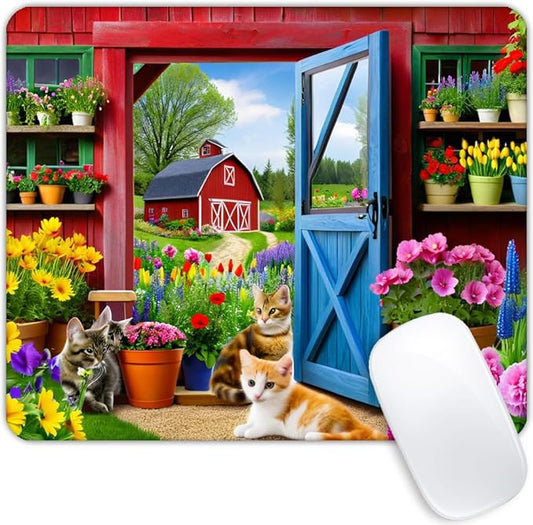 Square Mouse Pad Garden Farm,Gaming Mouse Pads for Desk,Soft Computer Waterproof Non-Slip Mouse Mat