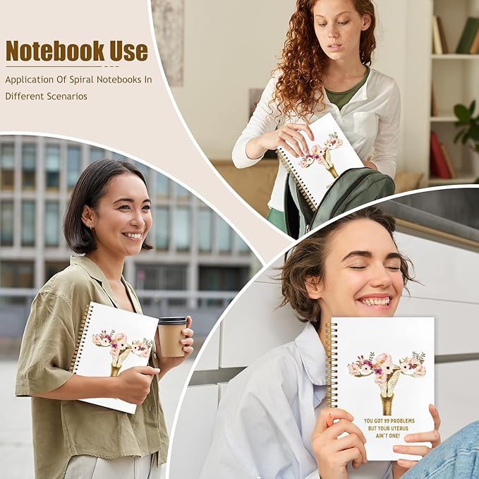 WUCHJ Hysterectomy Gifts Notebook, Pregnancy Gifts Journal, Floral Feminist Uterus Anatomy Spiral Notebook Journal for Note Taking, Nurse Medical Office Supplies, 5.5x8.3 Inch