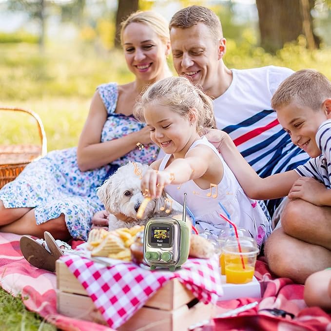 Divoom Tiivoo-2 Portable Bluetooth Speaker with FM Radio,Pixel Art Retro Mini Small Cute Wireless Speaker,Vintage Decor Suitable for Party Office Desk Home Bedroom Kitchen,Gifts for Women Men,Green