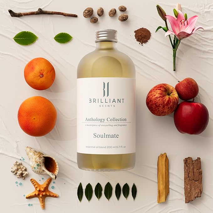 Brilliant Scents Soulmate Fragrance Oil 200ml - Premium Diffuser Oil for Home, Office, Hotels - Long Lasting, Plant-Based, Meets IFRA Standards, USA-Made - Fruity-Floral Marine Scent
