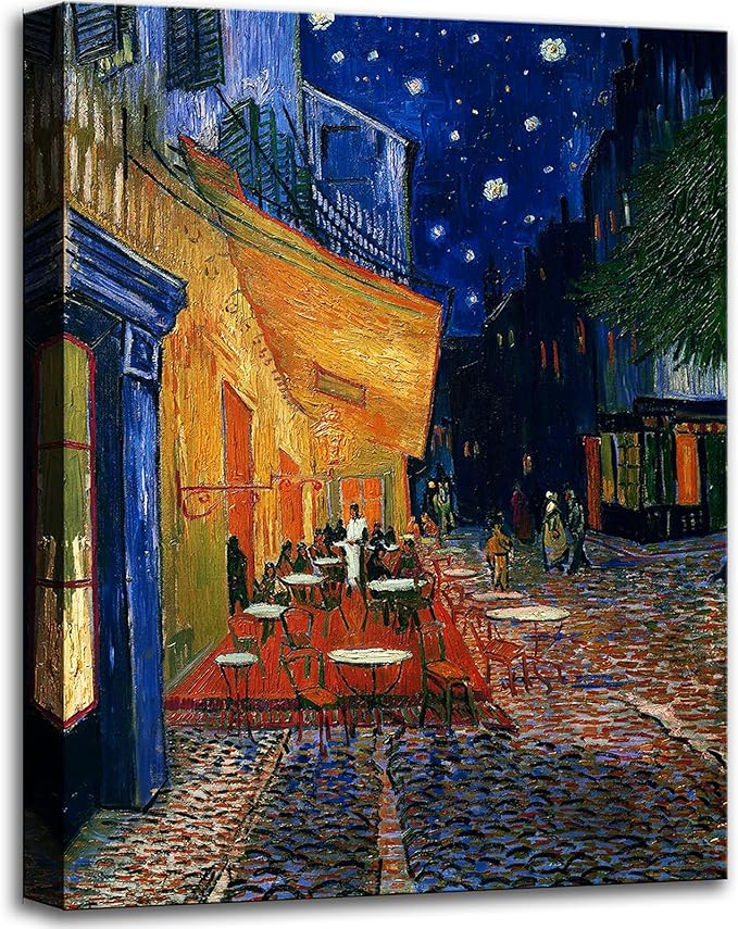 msspart Vincent Van Gogh Canvas Wall Art Cafe Terrace At Night Painting Classic Artwork Picture Print for Home Decor 12"x16"