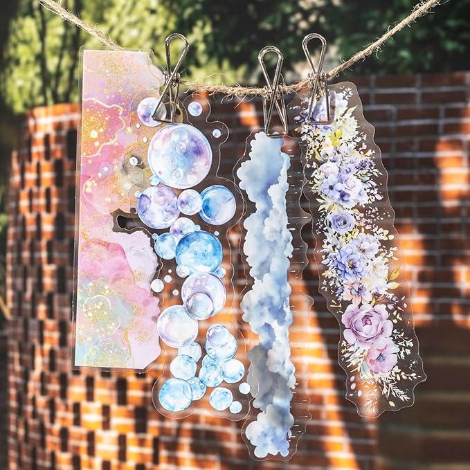 PET Scrapbook Stickers Set, 120PCS Journaling Supplies with 6 Themes Book Wall Ocean City Tree Bubble Decorative Stickers for DIY Crafts and Planners