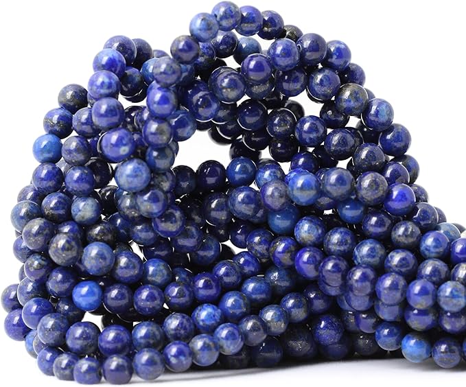60PCS 6mm Natural Lapis Lazuli Gemstone Round Loose Beads for Jewelry Making DIY Findings 1 Strand 15"