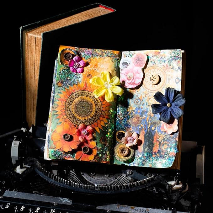 Vintage Bohemian Floral Scrapbook Paper - 180 Sheets Old Antique Boho Gypsy Floral Feather Journaling Scrapbook Supplies Craft Paper for Writing Envelopes,Poster,Planners