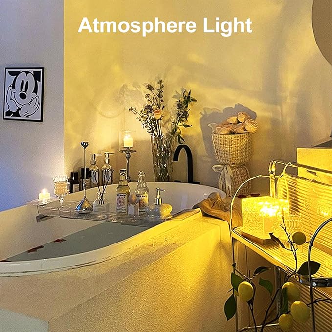 Northern Lights Projector Rechargeable,Mood Lighting Ambient Lighting Ocean Wave Projector with 16 Colors and Dynamic Ripple Effect for Living Room Bedroom Decor - Cordless