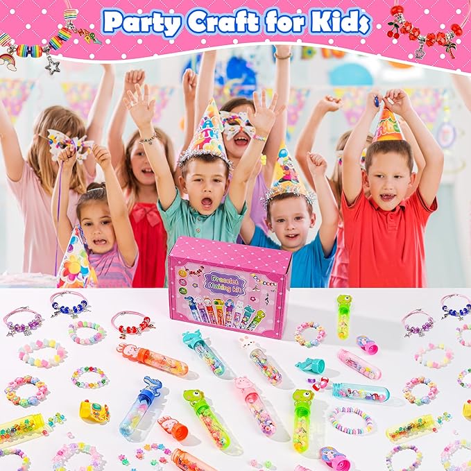 Ulema 24 Pack Return Gifts Charm Bracelet Jewelry Making Kit, Cartoon Arts Crafts Gifts Set, Can Inspires Imagination and Creativity, Goodie Bags Stuffers, Classroom Prize, Birthday Gift for Women.