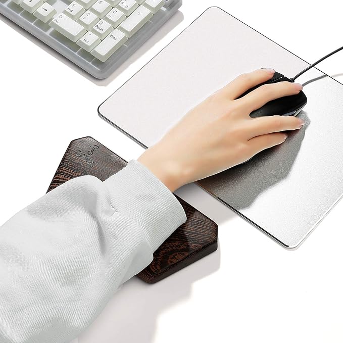 Wooden Keyboard Wrist Rest and Mouse Pad - Solid Wood Palm Guard for Keyboard and Mouse - Wenge, 6.9in