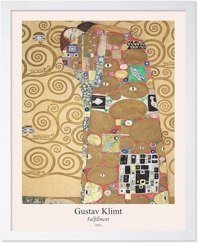 Poster Master Vintage Gustav Klimt Poster - Retro Fulfillment Print - Art Nouveau - Abstract Art - Symbolism Art - Aesthetic Art - Classic Painting - Living Room Wall Decor - 16x20 White Framed