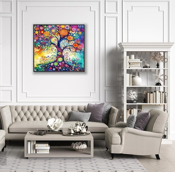 CSZPPQAF 5D Diamond Painting Kits for Adults, Colorful Tree of Life Diamond Art Kits for Adults Beginner, DIY Full Drill Gem Art Paint by Diamonds Dots Crafts Kits for Home Decor 13.7x13.7Inch