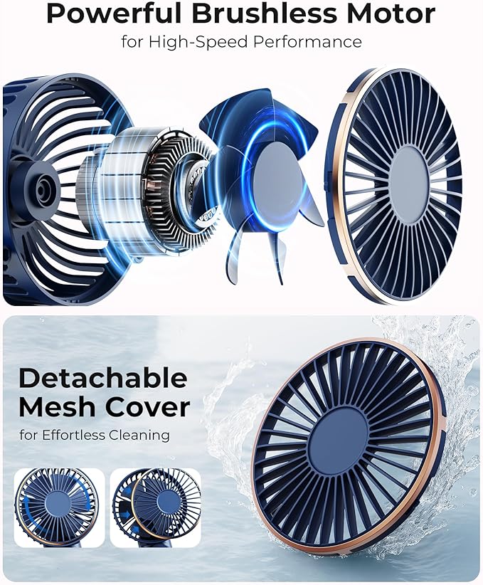 Portable Handheld Fan, Portable Fan Rechargeable, 4000mAh, 180° Adjustable, 6 Speed Wind, Display Electricity in Real Time, USB Rechargeable Foldable F an, Quiet Personal Fan with Power Bank