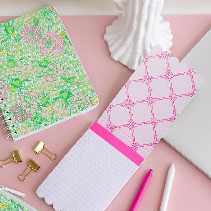 Lilly Pulitzer Hardcover Mini Spiral Notebook, 8.25" x 6.5" Small Journal with 160 College Ruled Pages, Lime Feeling Good
