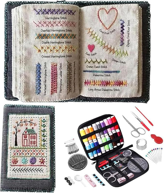 2026 New Beginner Embroidery Stitch Book Kit, Complete Toolkit with 106 Patterns and Tutorials, Perfect for Adults and Craft Enthusiasts,Beginner-Friendly