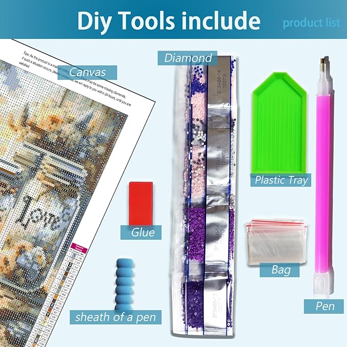 TOPMCYSG Faith,Hope,Love Diamond Art Kits for Adults,Inspirational 5D Diamond Painting Kits for Beginners,DIY Paint with Round Full Drill Diamond Dots Gem Painting for Adults,Home Decor 13.78x13.78 in