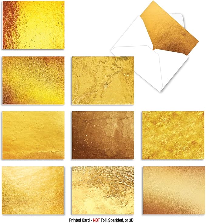 The Best Card Company - 10 Boxed All Occasion Cards with Envelopes (4 x 5.12 Inch) - Colorful, Fun Note Cards Assorted (Not Foil, Sparkled, or 3D) - Going for the Gold M3306