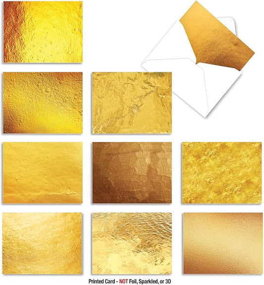 The Best Card Company - 10 Boxed All Occasion Cards with Envelopes (4 x 5.12 Inch) - Colorful, Fun Note Cards Assorted (Not Foil, Sparkled, or 3D) - Going for the Gold M3306