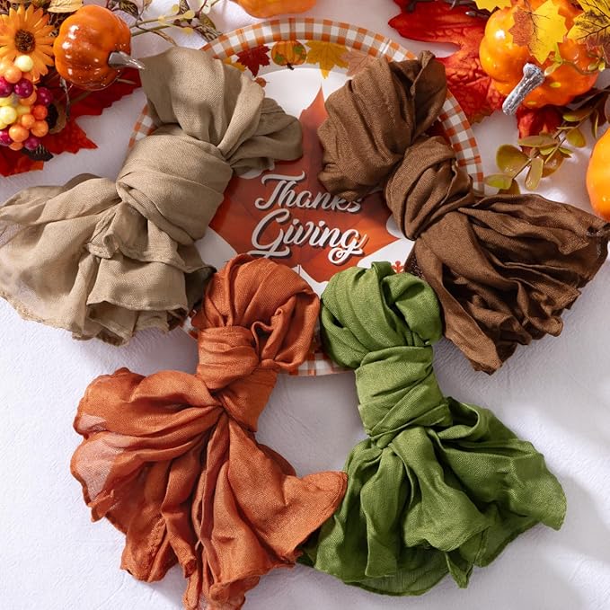 20 Pack Fall Cheesecloth Napkins Washable Thanksgiving Cloth Napkins Set of 20 Cotton Gauze Dinner Table Napkins Bulk 21x21 Inches for Friendsgiving Wedding Bridal Baby Shower Party Decor