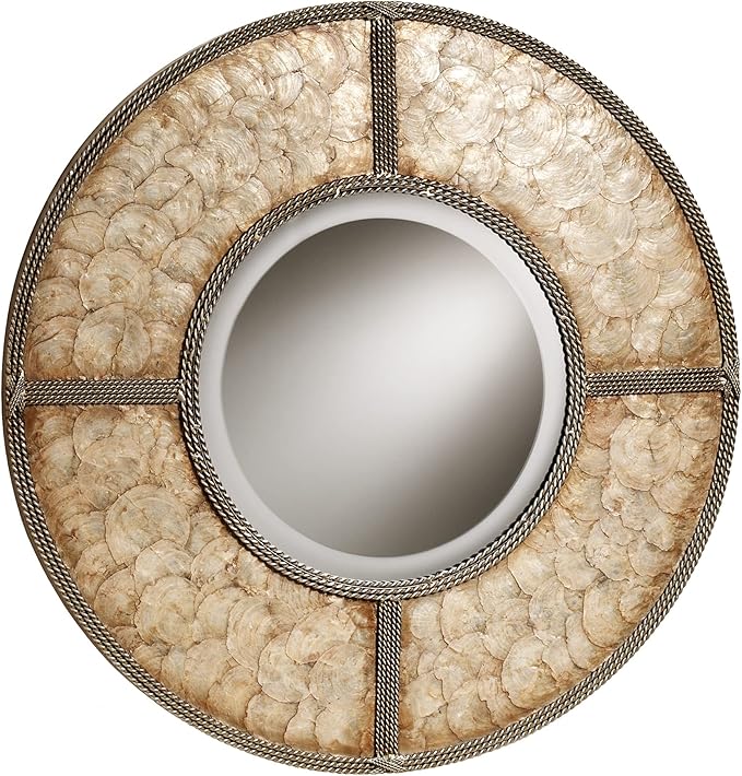 Touch of Class Capiz Shell Round Wall Mirror Gold