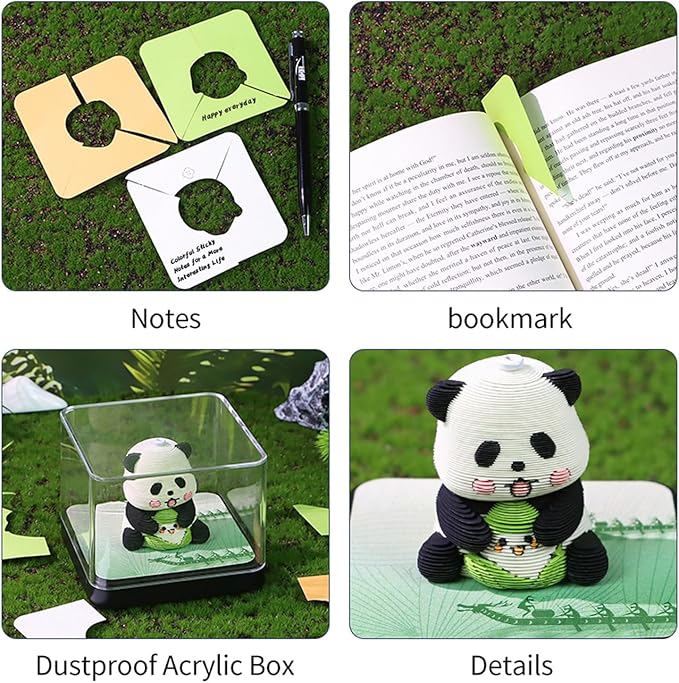 3D Time Piece Calendar 2026 3D Tear Away Art Memo Pad Notepad Desk Calendar with Light,3D Art Calendar Desktop Decoration Gift for Christmas (Cute Panda)