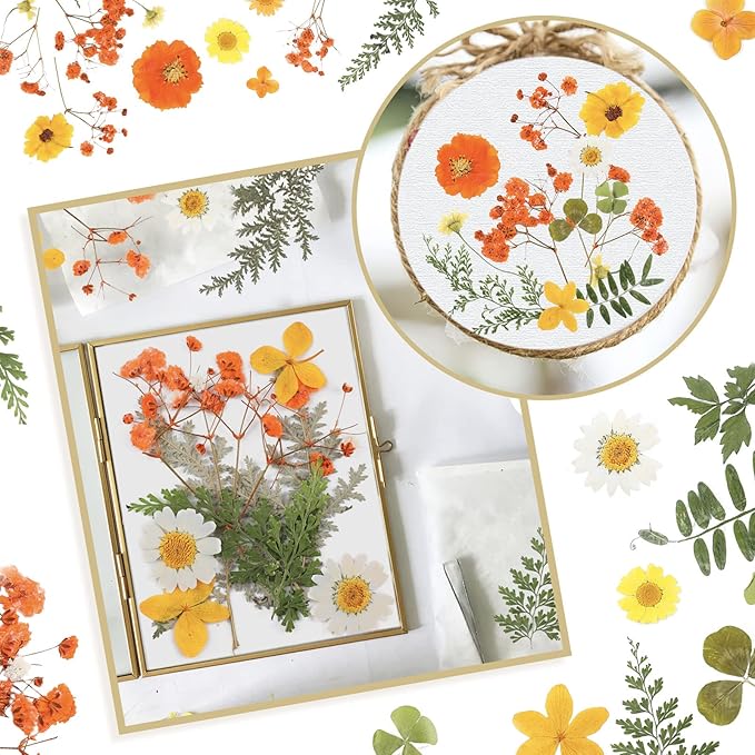 Nuanchu Dried Flower for Crafts Resin Pressed Flowers Bulk Real Dried Wildflowers Leave Natural with Tweezer for Resin Mold Scrapbooking Nail Soap Candle Cake Card Making DIY Christmas Craft Supplies