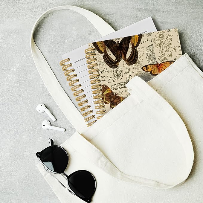 Vintage Butterfly Journal Notebook - Retro Butterflies Aesthetic Notebooks College Ruled for Work School, Gifts for Butterfly Lovers Women, Office Supplies, Hardcover Spiral Notebook 5.5"x8.3"